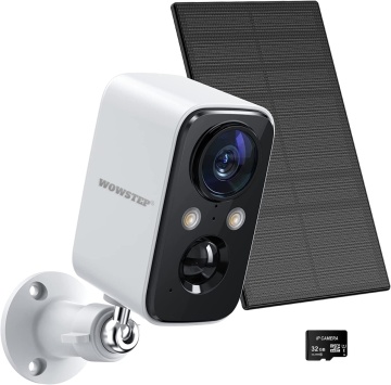 Resigilat - Camera de Supraveghere WowStep®, Wi-Fi 2Ghz, Panou Solar, Rezolutie Full HD, Detectarea Miscarii, Iluminare Nocturna, Card de Memorie 32 GB Inclus, Alb