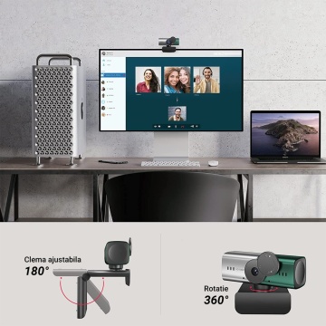 Resigilat - Camera Web Runex®, Webcam, Auto-Focus, Rotire 360 Grade, Trepied, Capac Intimitate - Img 5