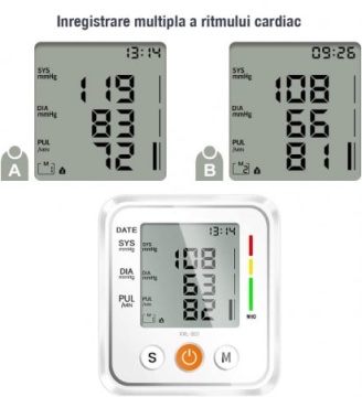 Resigilat - Tensiometru de Brat, WOWSTEP®, Masurare Tensiune Sistolica/Diastolica, Puls, Senzor de Mare Precizie, Manseta Reglabila 22-42 cm, Pentru 2 Utilizatori, Functie de Memorare, Portabil, Validat Clinic - Img 3