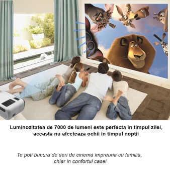 Resigilat - Videoproiector WowStep®, Android 9 si Wi-Fi 5G, Bluetooth, 7000 Lumeni, Rezolutie HD, HDMI, Mirroring pentru Android/IOS, Alb - Img 2