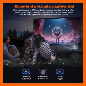 Videoproiector Portabil RUNEX® Prestige One, Luminozitate 200 ANSI, Rezolutie FullHD 1080p, Rezolutie 4K - Img 2