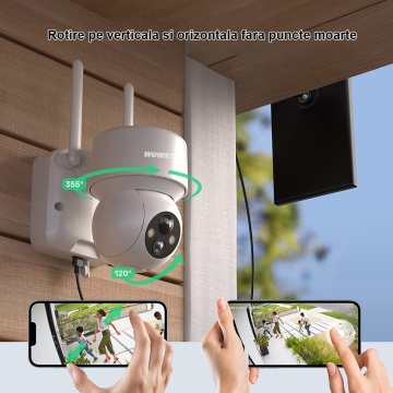Camera de Supravegere WowStep®, Wi-Fi, 2K, Panou Solar, Detectare Umana, Unghi Captare 360°, Alb - Img 3