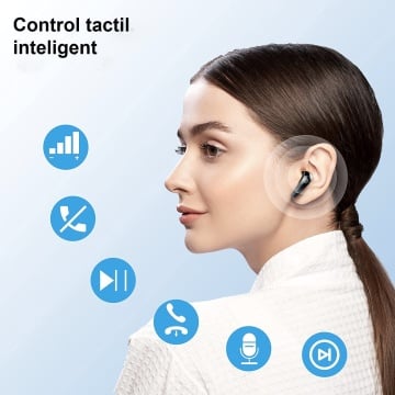 Casti Wireless, Bluetooth 5.3, Microfon, Control prin Atingere, Afisare LED, Autonomie 35h - Img 2