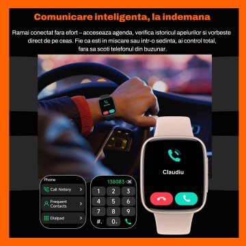 Ceas Smartwatch RUNEX® Active PX10, Ecran Amoled 1.85’’, Apeluri, Monitorizare Activitati Fizice, Autonomie 7 Zile, Roz - Img 2
