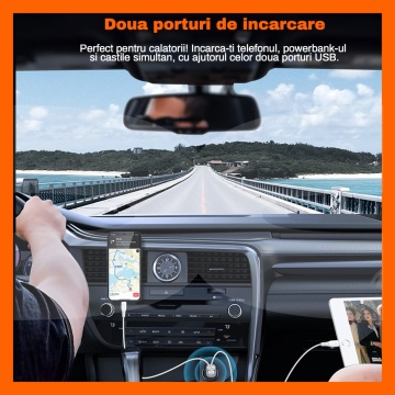Incarcator Auto Rapid RUNEX®, 2 Porturi 52.5W, Power Delivery Type-C 30W, Quick Charger USB 3.1 22.5W, Protectie Scurtcircuit - Img 4