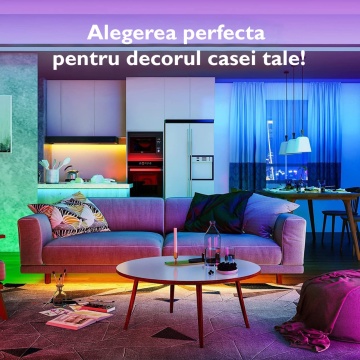 Kit Banda LED, WowStep® 10 Metri, 5050 RGB, Latime 10mm, Aplicatie Telefon, WI-FI, Senzor Sunet, Telecomanda, Multicolor - Img 6