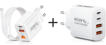 Pachet Set Incarcator 30W Type-C + Incarcator Retea 40W