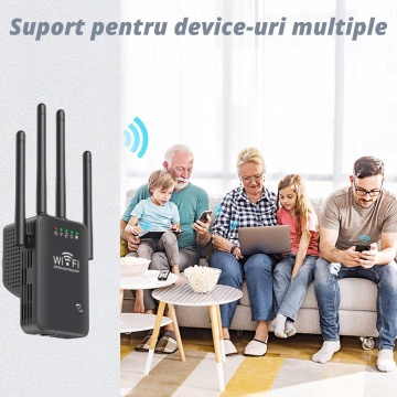 Resigilat - Amplificator Semnal Wireless, WowStep®, 4 Antene, Retea 2.4 Hz, 300 Mbps, Slot LAN, Negru - Img 7