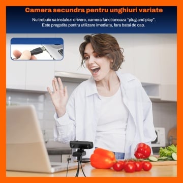 Resigilat - Camera Web RUNEX®, Model S700 PRO, 1440p, Auto-Focus, 2K, Expunere Automata, Trepied, Capac Intimitate - Img 8