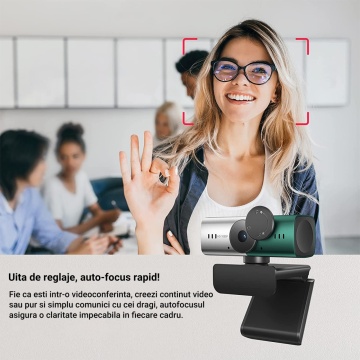 Resigilat - Camera Web Runex®, Webcam, Auto-Focus, Rotire 360 Grade, Trepied, Capac Intimitate - Img 2