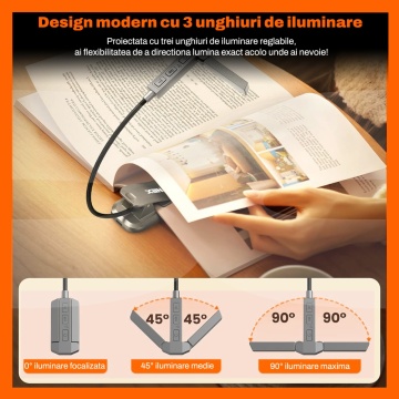 Resigilat - Lampa Citit Carti RUNEX®, Capat Reglabil, 27 LED-uri Super Bright, 5 Nivele Intensitate, Autonomie 100 Ore, Acumulator 1000mAh - Img 2