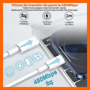 Resigilat - Set Incarcator 30W Runex®, Porturi Type-C si USB-A, Compatibil iPhone, Samsung, Huawei, Universal, Cablu Type-C 100 cm - Img 9