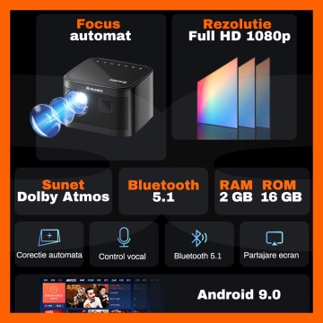 Videoproiector Portabil RUNEX® Prestige One, Luminozitate 200 ANSI, Rezolutie FullHD 1080p, Rezolutie 4K - Img 3