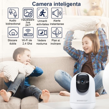 Camera de Supraveghere si Baby Monitor WowStep®, 3MP, Wi-Fi, 2K, Detectarea Miscarii, Audio Bidirectional, Unghi Captare 360° - Img 2