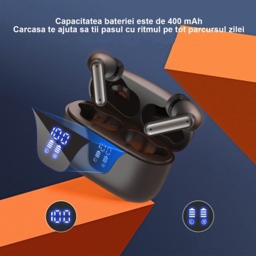 Casti Wireless, WowStep®, Bluetooth, Control prin Atingere, Afisare LED, Autonomie 25h - Img 4