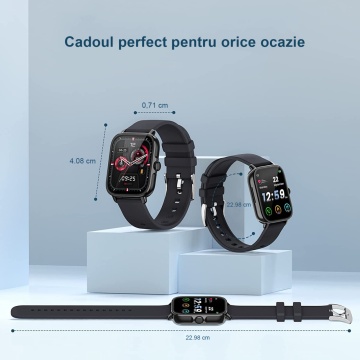 Ceas Smartwatch Fitness, WowStep®, Notificari, Monitorizare Activitati, Somn, Ritm Cardiac, Pedometru, Negru - Img 6