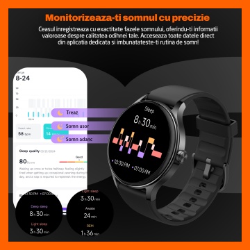 Ceas Smartwatch RUNEX® Active RX10, Ecran 1.27’’, Apeluri, Monitorizare Activitati Fizice, Autonomie 7 Zile, Negru - Img 6