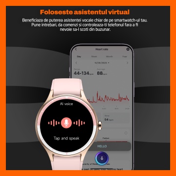 Ceas Smartwatch RUNEX® Active RX10, Ecran 1.27’’, Apeluri, Monitorizare Activitati Fizice, Autonomie 7 Zile, Roz - Img 8