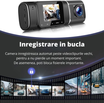 Resigilat - Camera Auto DVR Duala, WowStep®, Ecran LCD, Diagonala 1.5 inch, Full HD, Vedere Nocturna, Rezolutie de 1080p - Img 4