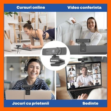 Resigilat - Camera Web RUNEX®, Model S700 PRO, 1440p, Auto-Focus, 2K, Expunere Automata, Trepied, Capac Intimitate - Img 9