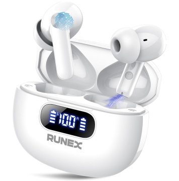 Resigilat - Casti Wireless Audio RUNEX®, Model Urban CX20, Afisaj LED, Control Tactil, Autonomie 40h, Alb