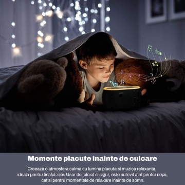 Resigilat - Radio cu Ceas RUNEX®, Alarma Dubla, Lumina de Veghe in 7 Culori, Afisaj Digital cu Luminozitate Reglabila 0-100%, Radio FM, Port USB, Incarcarea Telefonului, Temporizator Somn, Memorare Setari prin Baterii, 12x6x6 cm, Design Modern, Negru - Img 5