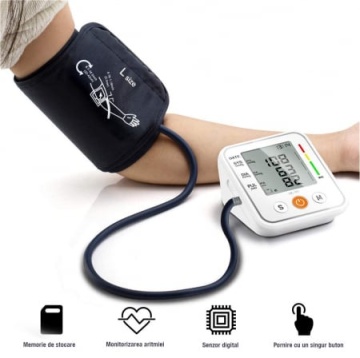 Resigilat - Tensiometru de Brat, WOWSTEP®, Masurare Tensiune Sistolica/Diastolica, Puls, Senzor de Mare Precizie, Manseta Reglabila 22-42 cm, Pentru 2 Utilizatori, Functie de Memorare, Portabil, Validat Clinic - Img 5