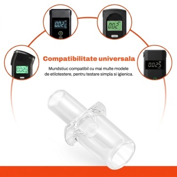 Set 10 Mundstiucuri pentru Etilotest RUNEX®, Compatibile cu Etilotestul Runex, Materiale Sigure si Rezistente, Lavabile si Reutilizabile, Utilizare Igienica, Montare Rapida, Pentru Testare Alcool, Petrecere, Condus si Serviciu, Transparent - Img 2