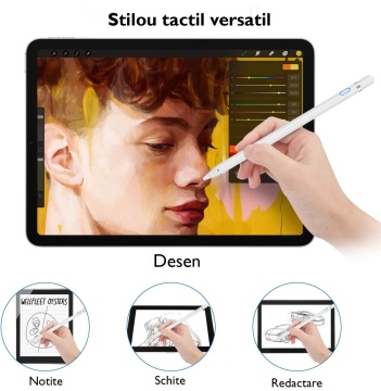 Stylus iPad Pen Universal, WowStep®, Pix Touch Profesional pentru Tableta iPad Apple Android, Windows, Alb - Img 6