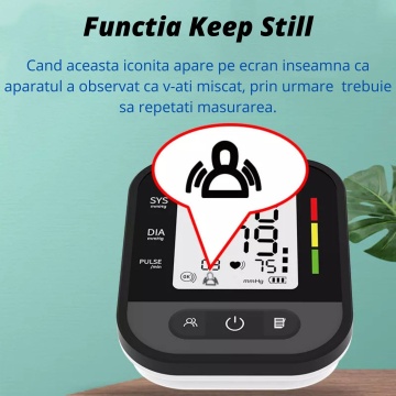 Tensiometru de brat, WowStep®, Masurare Tensiune Sistolica/Diastolica, Puls, Senzor de mare Precizie, Ecran LCD, Diagonala de 3.2 Inch, Manseta Reglabila, Portabil - Img 6