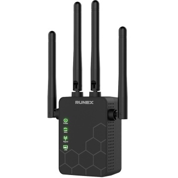 Amplificator Wireless Runex®, Dual Band 2.4G / 5G, Viteza 300 Mbps pe 2.4G si 866 Mbps pe 5G, 4 Antene 2dBi, 2 Porturi LAN, Semnal Stabil, Fallback Automat, Acoperire Puternica