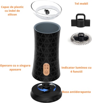 Aparat pentru spuma lapte 4 in 1, WowStep®, Putere de 500 W, Dispozitiv Spumare Detasabil, Capacitate 240 ml - Img 6