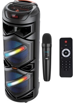 Boxa Portabila Tip Troler Runex®, Microfon Wireless, Bluetooth 5.0, 40W, 3600mAh, Jocuri Lumini RGB - Img 1