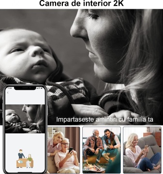 Camera de Supraveghere si Baby Monitor WowStep®, 3MP, Wi-Fi, 2K, Detectarea Miscarii, Audio Bidirectional, Unghi Captare 360° - Img 3