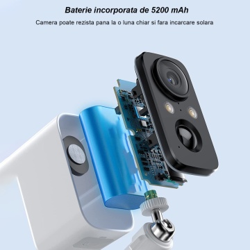 Camera de Supraveghere WowStep®, Wi-Fi 2Ghz, Panou Solar, Rezolutie Full HD, Detectarea Miscarii, Iluminare Nocturna, Card de Memorie 32 GB Inclus, Alb - Img 6