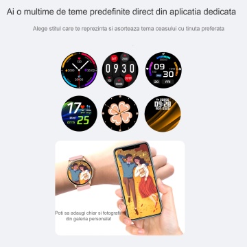 Ceas Smartwatch, model Z12 Pro, Apelare Bluetooth, Asistenta Vocala, Curea din Silicon, Roz - Img 5