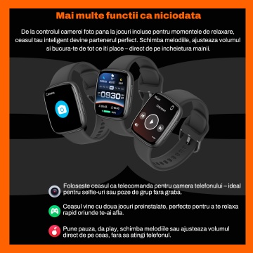 Ceas Smartwatch RUNEX® Active PX10, Ecran Amoled 1.85’’, Apeluri, Monitorizare Activitati Fizice, Autonomie 7 Zile, Negru - Img 8