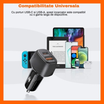 Incarcator Auto Rapid RUNEX®, 2 Porturi 52.5W, Power Delivery Type-C 30W, Quick Charger USB 3.1 22.5W, Protectie Scurtcircuit - Img 6