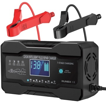 Redresor Auto Runex®, Incarcator Baterie 12V / 24V, Acumulatori Plumb-Acid AGM, GEL, SLA, Flooded, Auto, Moto, Marine si Deep-Cycle, Ecran LCD Iluminat, Mod Reparare, Desulfatare, Mentinere Baterie, Trickle Charger, Functie Memorie, Protectii Multiple