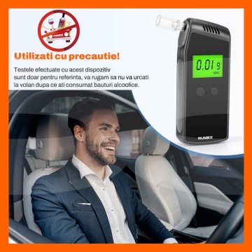 Resigilat - Alcool Tester Digital Runex®, Etilotest Profesional Portabil, Acuratete de 0.01% BAC, Negru - Img 4