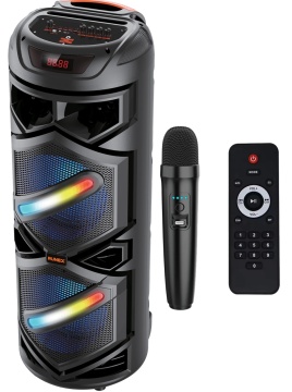 Resigilat - Boxa Portabila Tip Troler Runex®, Microfon Wireless, Bluetooth 5.0, 40W, 3600mAh, Jocuri Lumini RGB