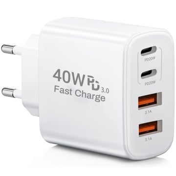 Resigilat - Incarcator Retea 40W RUNEX®, 4 Porturi, Adaptor Priza Quick Charge, Protectie Supracurent - Img 1