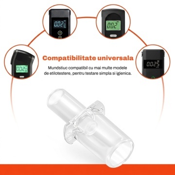 Resigilat - Set 10 Mustiucuri pentru Etilotest Runex®, Compatibile cu Etilotestul Runex, Materiale Sigure si Rezistente, Lavabile si Reutilizabile, Utilizare Igienica, Montare Rapida, Pentru Testare Alcool, Petrecere, Condus si Serviciu, Transparent - Img 2