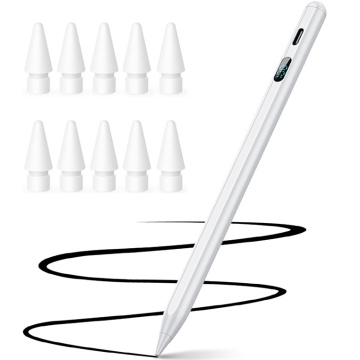Stylus iPad Pen, WowStep®, Compatibil cu Tablete Apple, 10 Capete de Rezerva, Afisaj Procentaj Baterie, Alb - Img 1