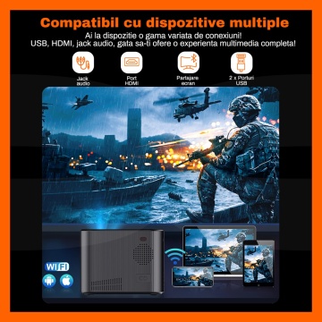 Videoproiector Portabil RUNEX® Prestige One, Luminozitate 200 ANSI, Rezolutie FullHD 1080p, Rezolutie 4K - Img 5