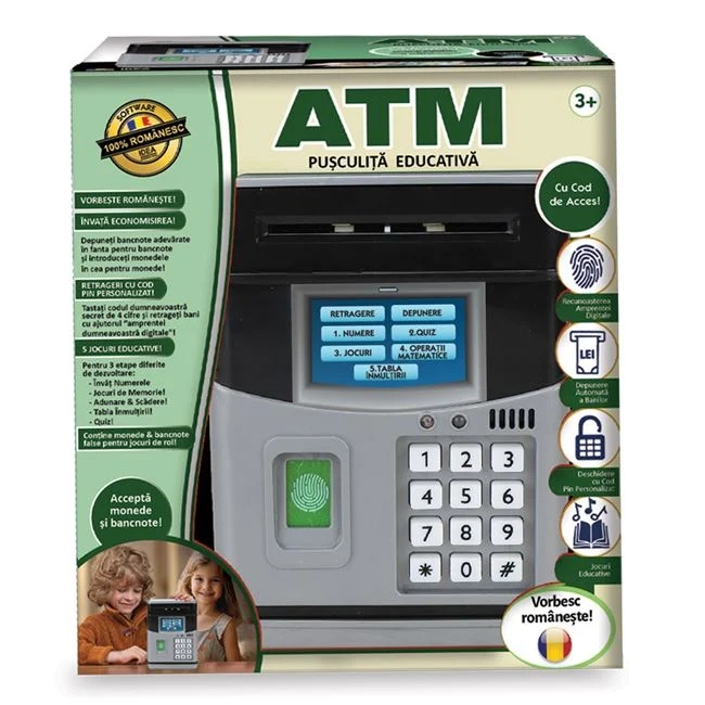 ATM pusculita jucarie educativa, varsta 3+ ani, 22x15x24cm, multicolor
