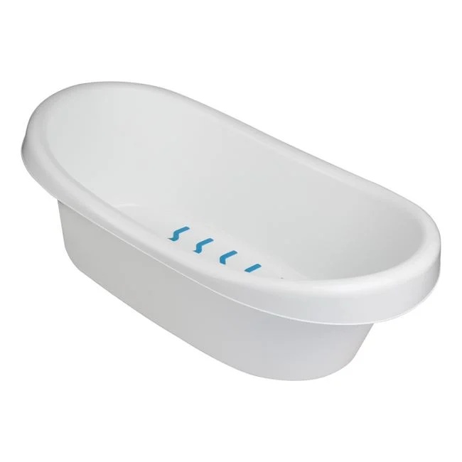 Cada pentru bebelusi, cu dop, din plastic si benzi de silicon, dimensiuni 71x45x23cm, alb