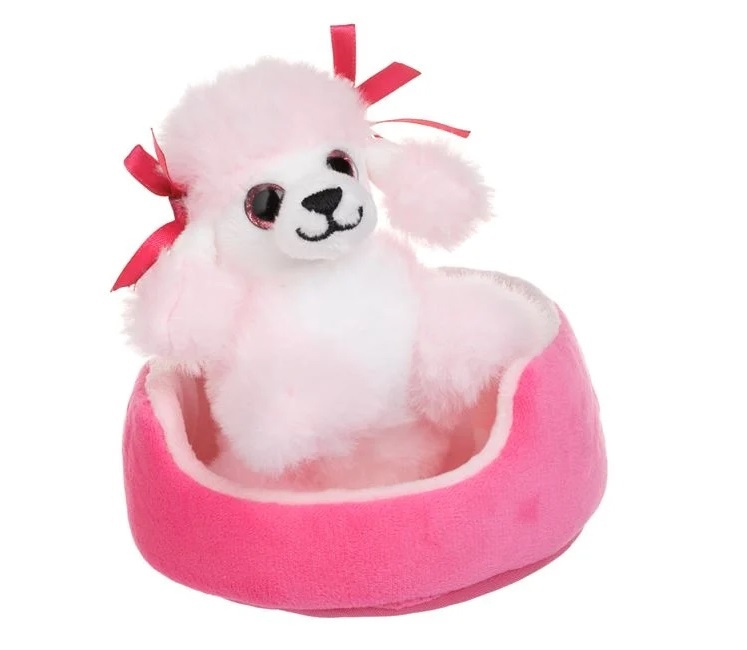 Cățel Mini cu Culcuș, poliester, 10 cm, roz