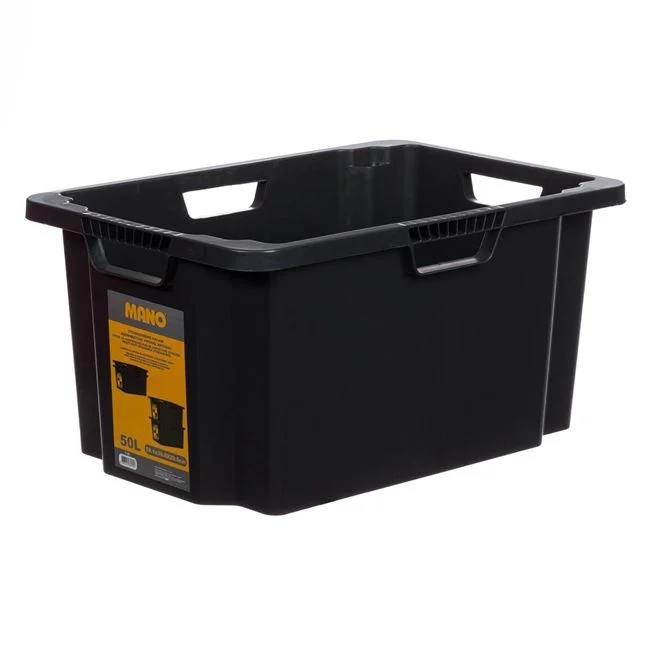 Cutie de depozitare, de rezistenta mare, din plastic, capacitate 50L, negru