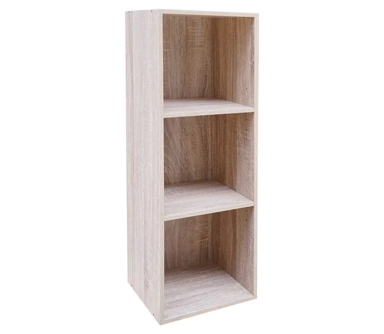 Etajera tip Biblioteca, cu 3 Rafturi, 30x23.5x89cm, alb/natural